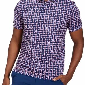 Mizzen+Main Blue and Pink Floral Patterned Versa Polo